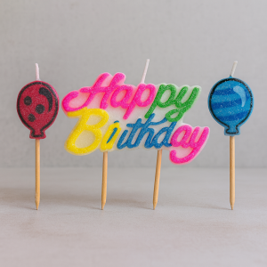 Свещи за торта - Happy Birthday - балони - 3 бр.