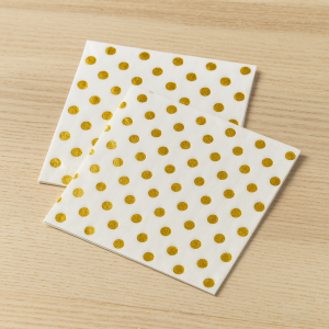 Парти салфетки - златисти точки - 33 х 33 см. - 12 бр.