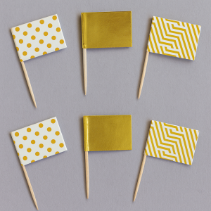 Парти клечки - флагчета - златисти - 18 бр.