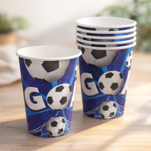 Парти чаши - футбол - картонени - 270 мл. - 10 бр.