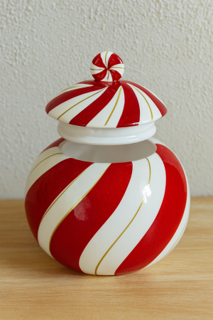 Керамична Коледна кутия за бисквити - Candy - ∅17 x 18 см