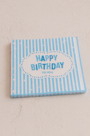 Парти салфетки - синьо райе - 33 х 33 см. - 12 бр.