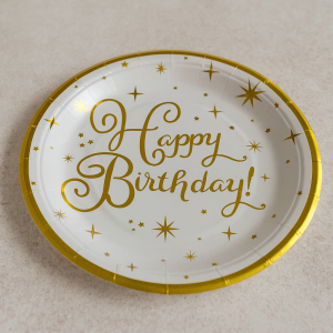 Парти чинии - Happy Birthday - картонени - 26 см. - 6 бр.