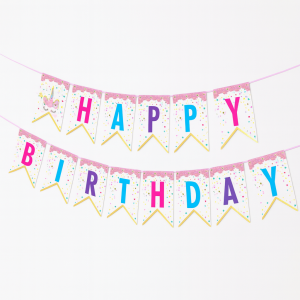 Парти гирлянд - флагчета - Happy Birthday - еднорог