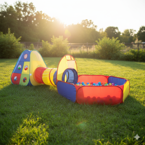 Детска палатка с тунел, игрище и 83 топчета
