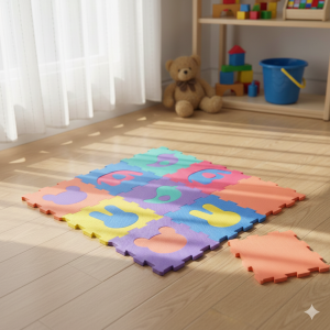 Постелка - пъзел - животни - цветна - 9 части