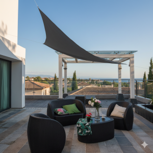 Триъгълен сенник - Сив - 3.6 м.