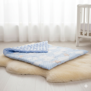 Шалте за бебешко легло - синьо - две лица - 100 х 70 см.