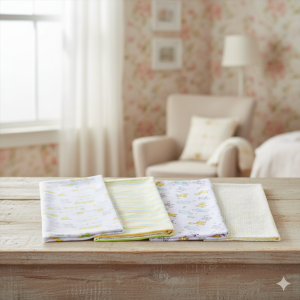 Фланелена пелена за бебета - жълта - 76 х 76 см. - 4 бр.