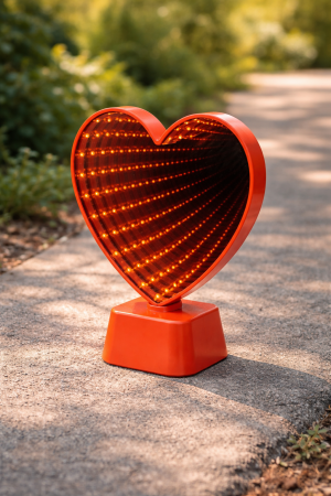 LED огледало – Червено сърце - 16 × 19 см