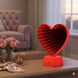 LED огледало – Червено сърце - 16 × 19 см