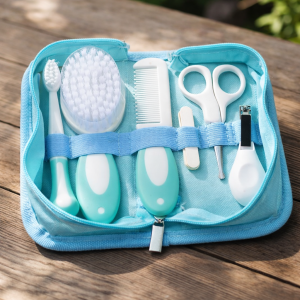 Комплект Грижа за бебето - син - 6 части + несесер