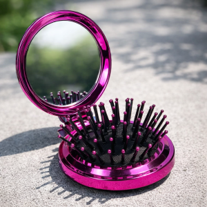Четка за коса - с огледало - лилава