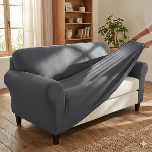 Еластичен калъф за триместен диван - Сив - от 170 до 215 см.