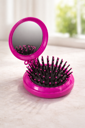 Четка за коса - с огледало - джобна