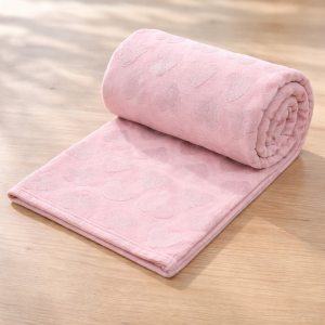 Кувертюра за диван - розова - сърца - 200 х 150 см.