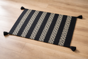 Постелка за под - черно райе - ромбоиди - 60 х 100 см.