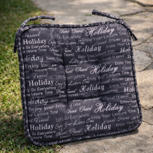 Декоративна възглавница за стол - графит - надписи - 38 х 38 см.