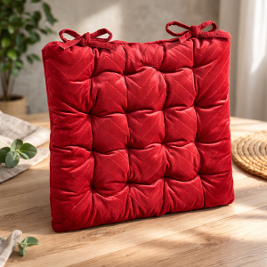 Декоративна възглавница за стол - червена - шепра - 38 х 38 см.