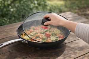 Капак за тиган мрежа - Черен - Диаметър 29 см