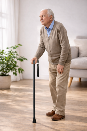 Сгъваем Алуминиев бастун с гумена дръжка - 72,5 до 95 см.