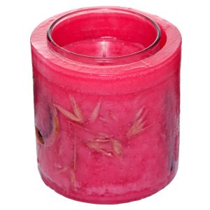Свещ с житни класове розова + свещ в чаша - 280 гр.