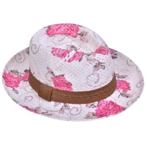 Лятна шапка - дамска - розови цветя