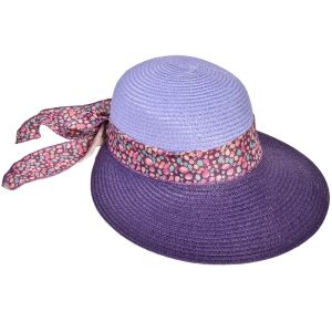 Лятна шапка - синя - цветна панделка