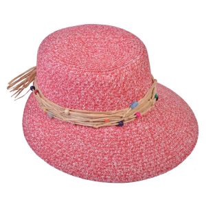 Лятна шапка - сламена - розова