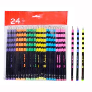 Моливи с гума HB - разноцветни - 24 бр.