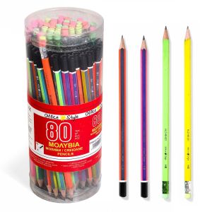 Моливи с и без гума HB - флуоресцентни цветове - 80 бр.
