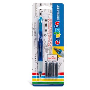 Химикалка - автоматична - синя - течно мастило + 4 пълнителя