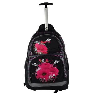 Чанта - ученическа - с колелца - цветя