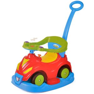 Детска кола за бутане и яздене - многоцветна