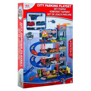 Детски комплект - паркинг с автомобили и хеликоптер