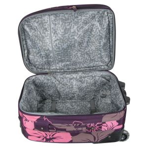 Куфар с колелца - лилав - цветя - 48 lt
