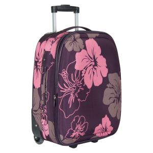 Куфар с колелца - лилав - цветя - 30 lt